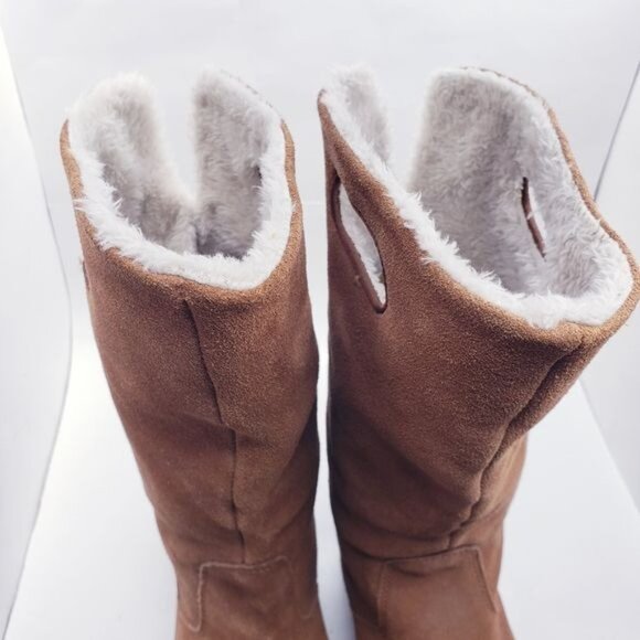 Skechers Descender Chestnut Brown Suede Leather Faux Fur Lined Boots Women's 8 - Picture 8 of 13